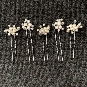Women's David's Bridal Silver Sparkle Bling Hair Pins. Pearls and CZ